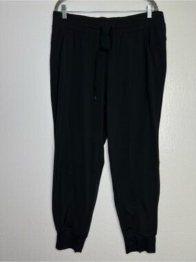 Calia Size L Black Stretch Jogger Pants Drawstring Pull On Cuffed Ankle Nylon Sp